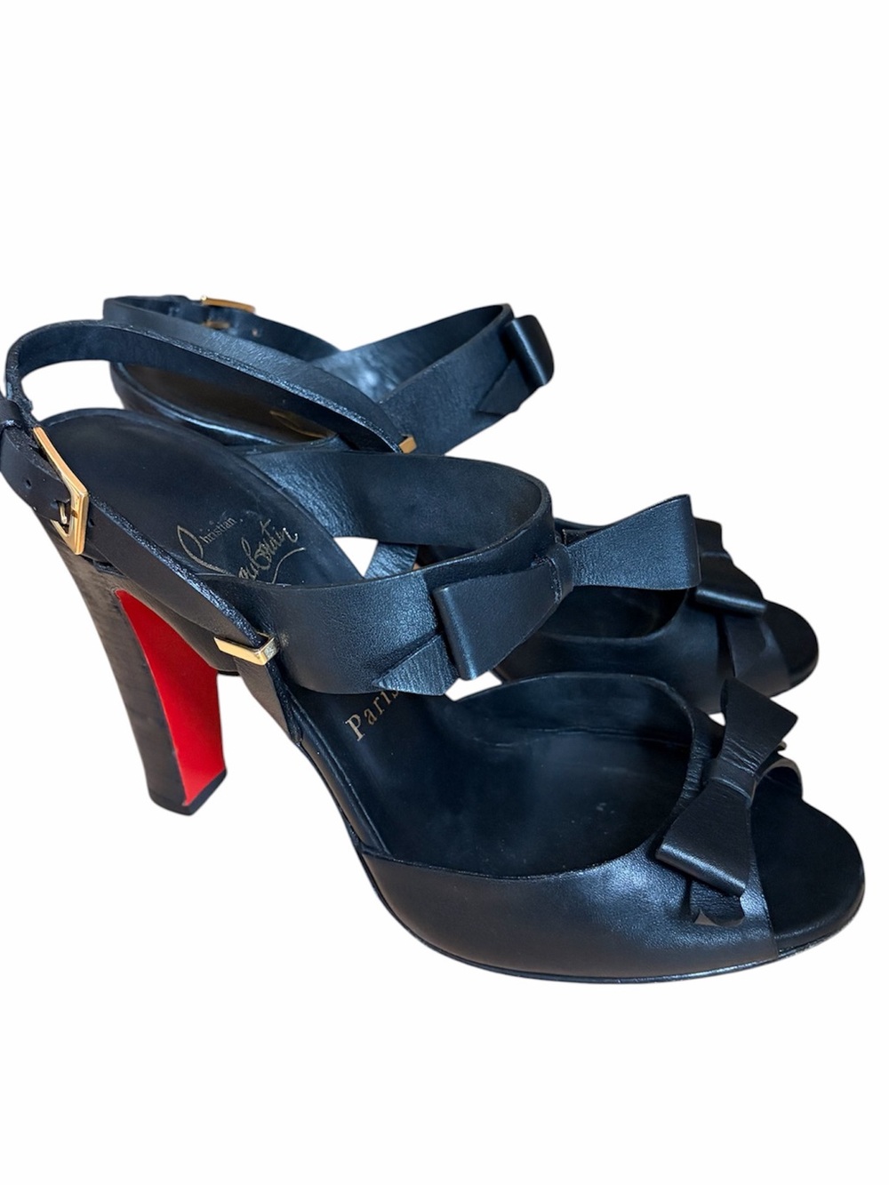 Christian Louboutin Black Leather Bow Double Noeud heels